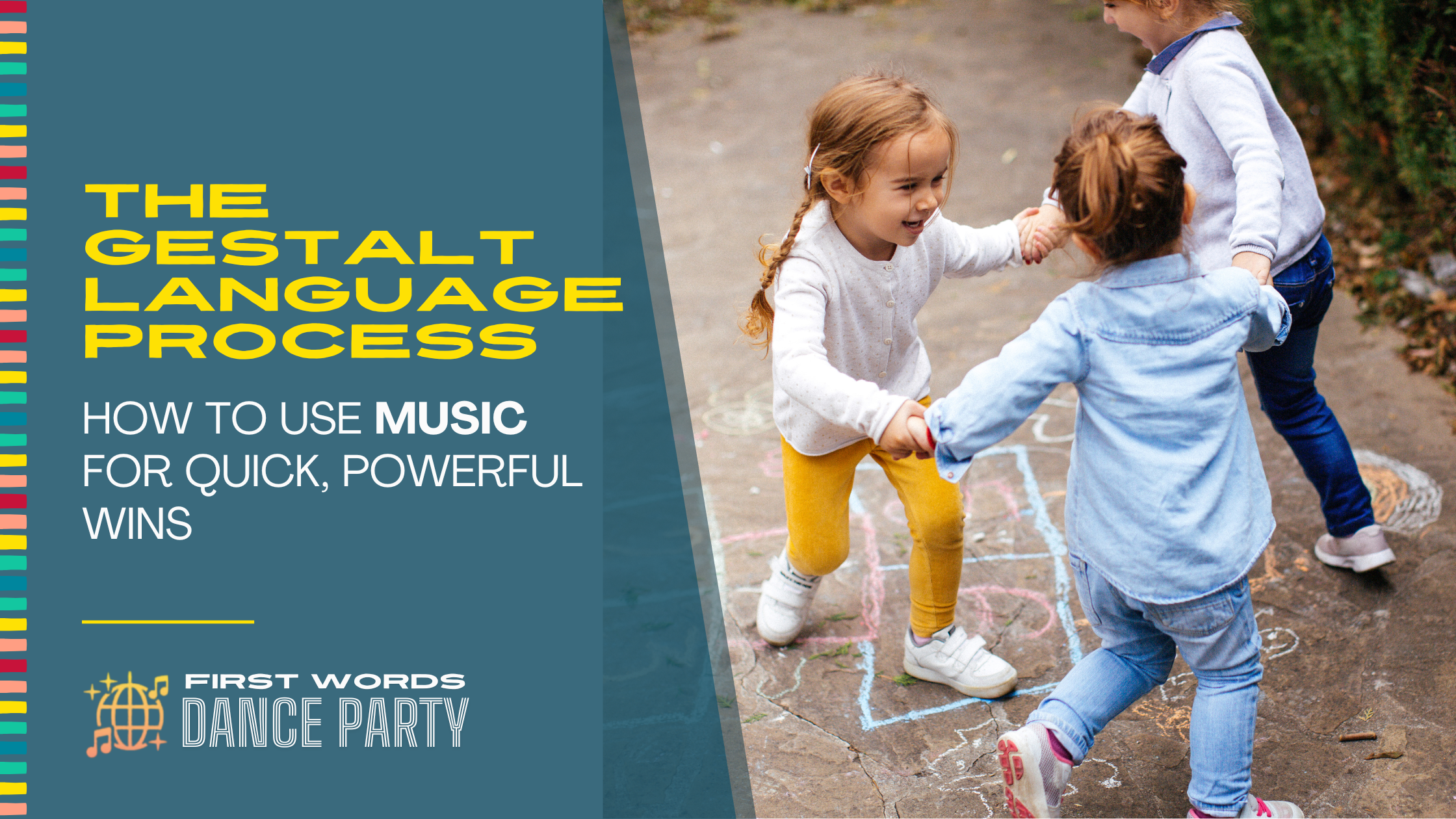 Children following the gestalt language process of language acquisition singing and playing together.