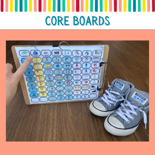 A core board that can be used alongside music in speech therapy.