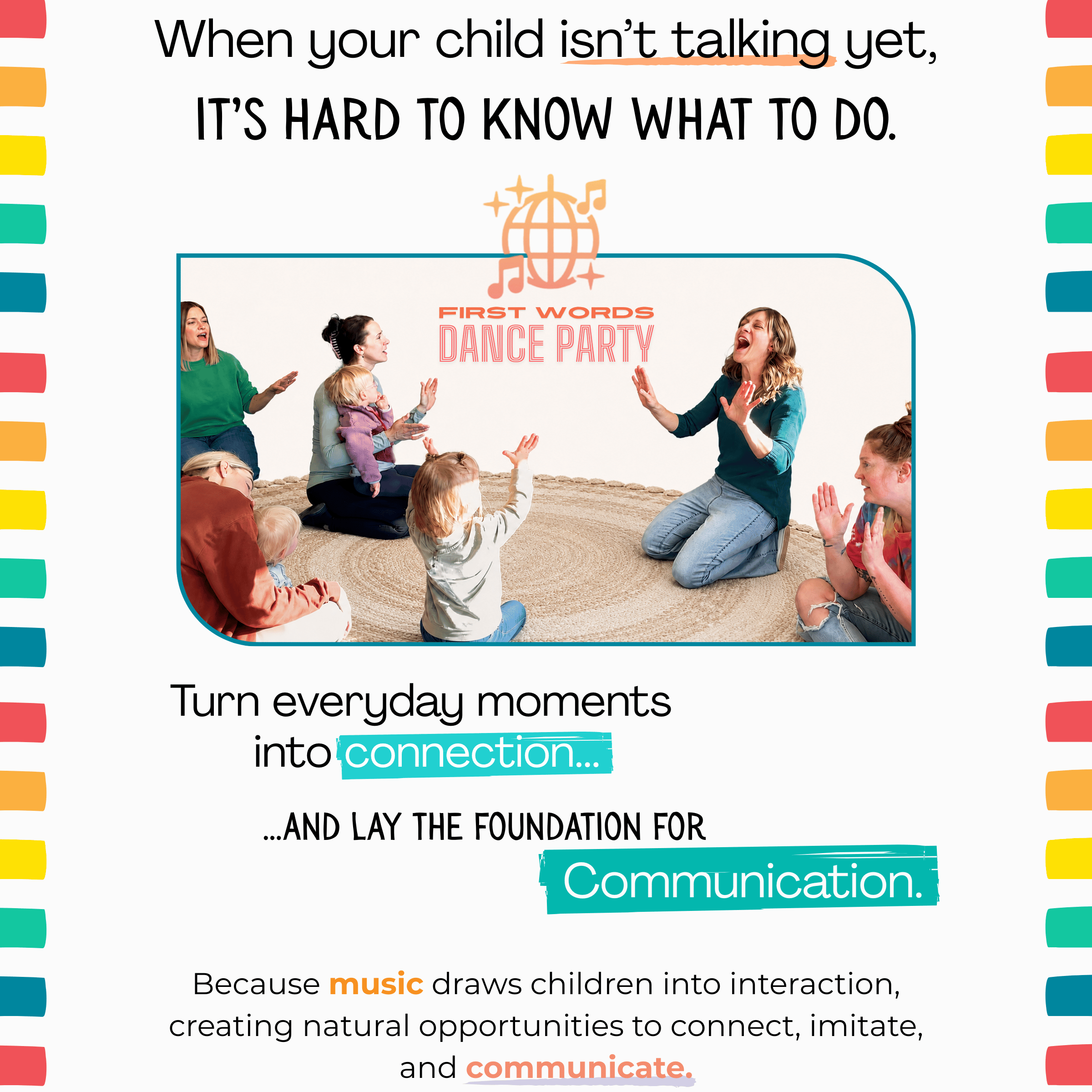 An early interventionist singing and signing with parents of children with speech delays as they use music for communication skills.