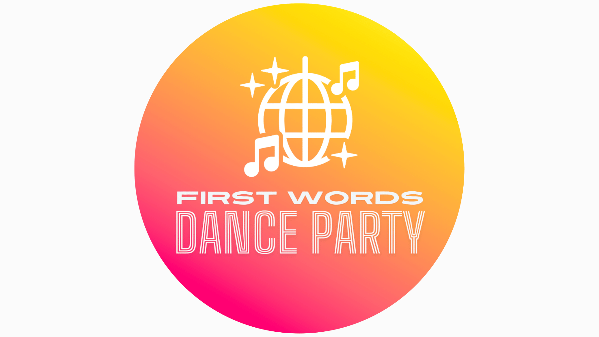 The logo for the speech therapy music of First Words Dance Party.
