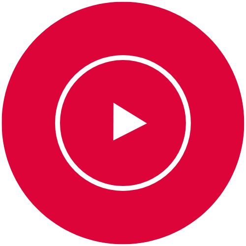 Red YouTube Music icon for streaming songs for expressive language delays