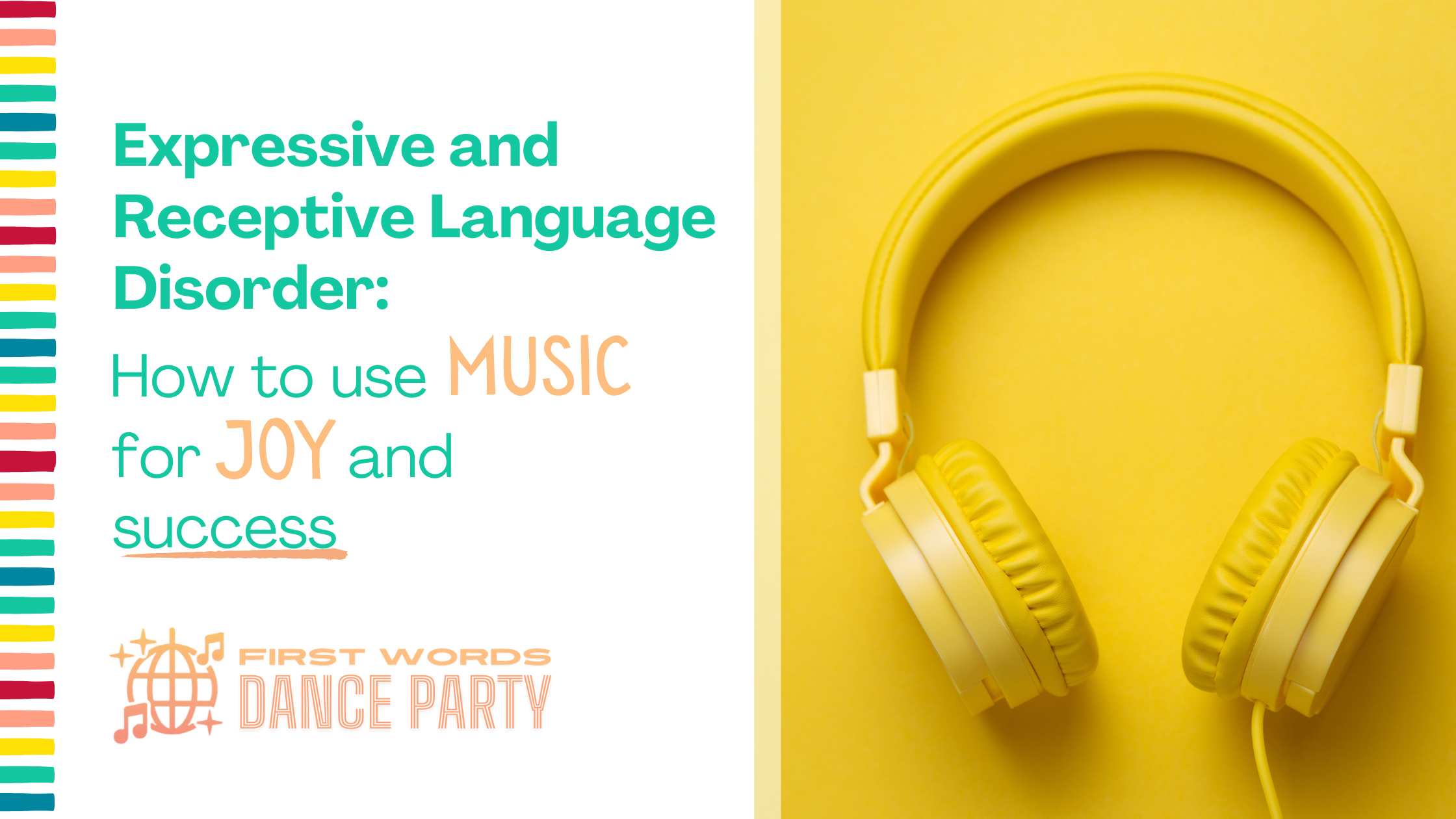 Headphones playing speech therapy music for expressive and receptive language disorder.