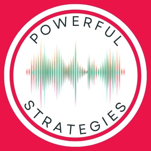 Colorful sound wave within a white circle on a red square stating these communication songs utilize powerful strategies