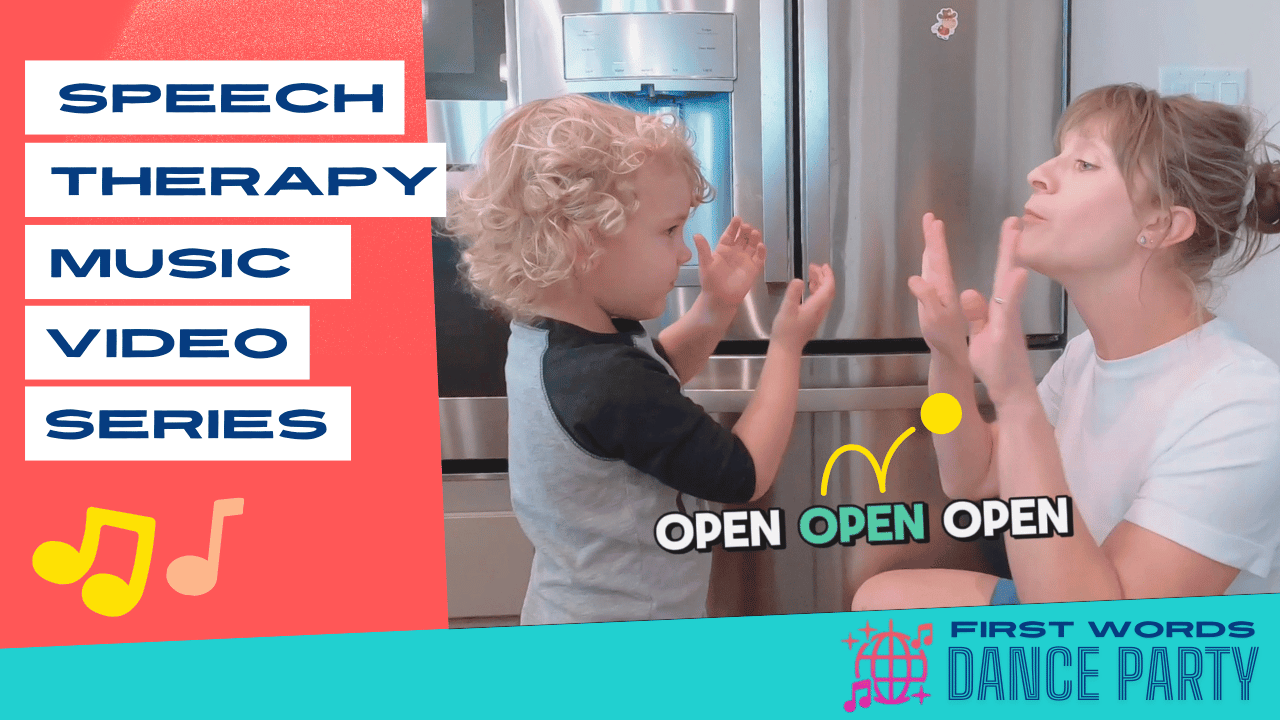 Cover art for a speech therapy music video series from First Words Dance Party®.
