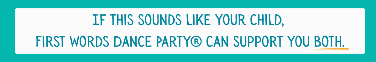 A quote about using music in autism therapy with First Words Dance Party®. 