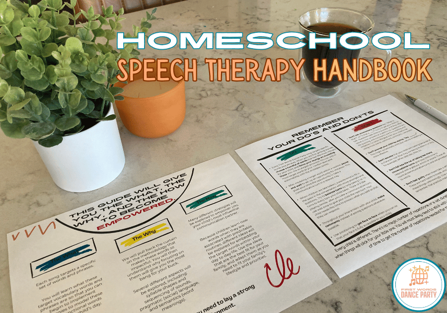 A homeschool speech therapy handbook for parents of children with speech delays.