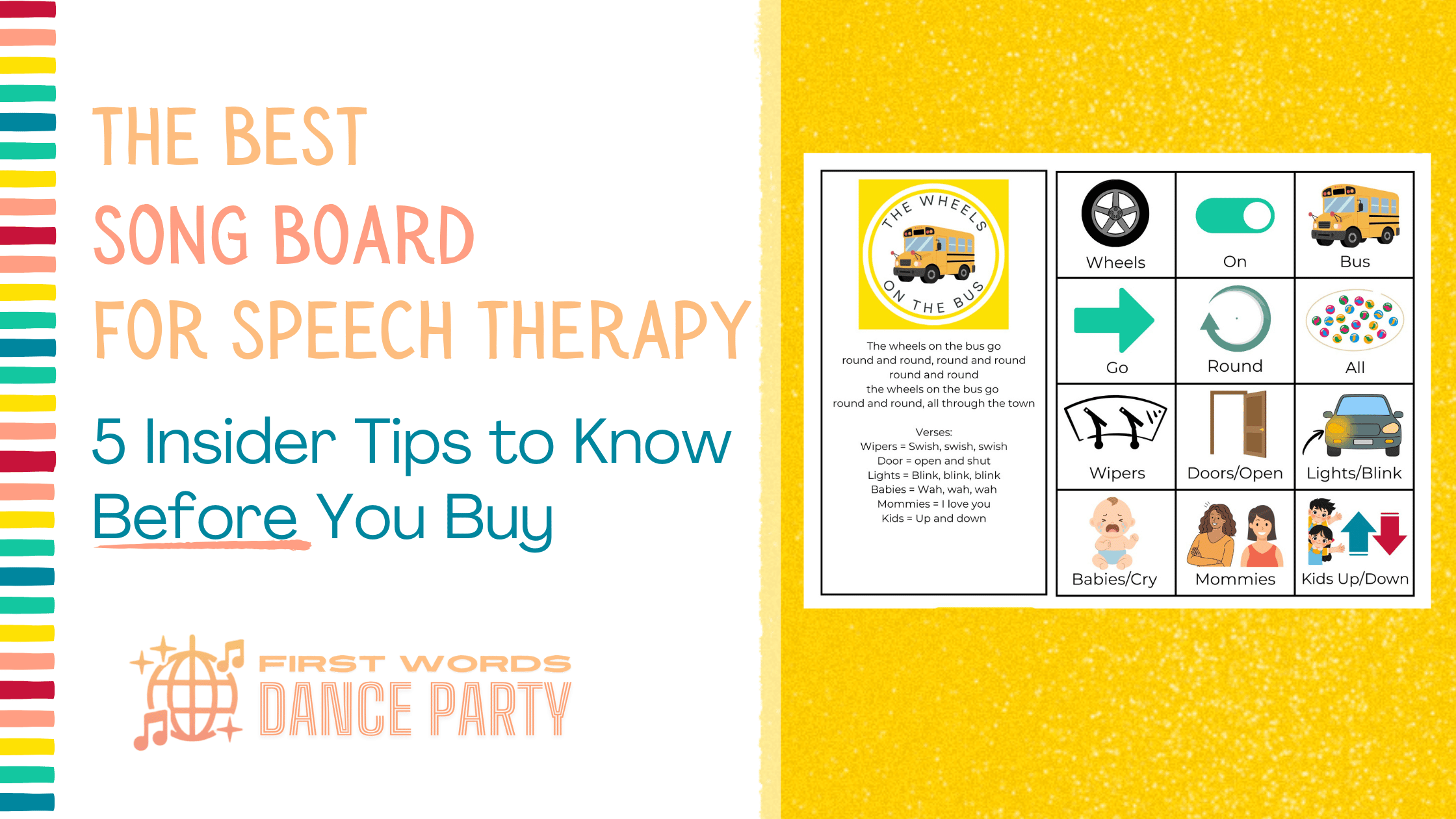 A song board for using music in speech therapy.