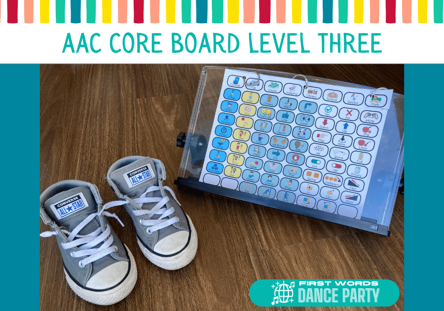 An AAC core board for a child who uses AAC to communicate.