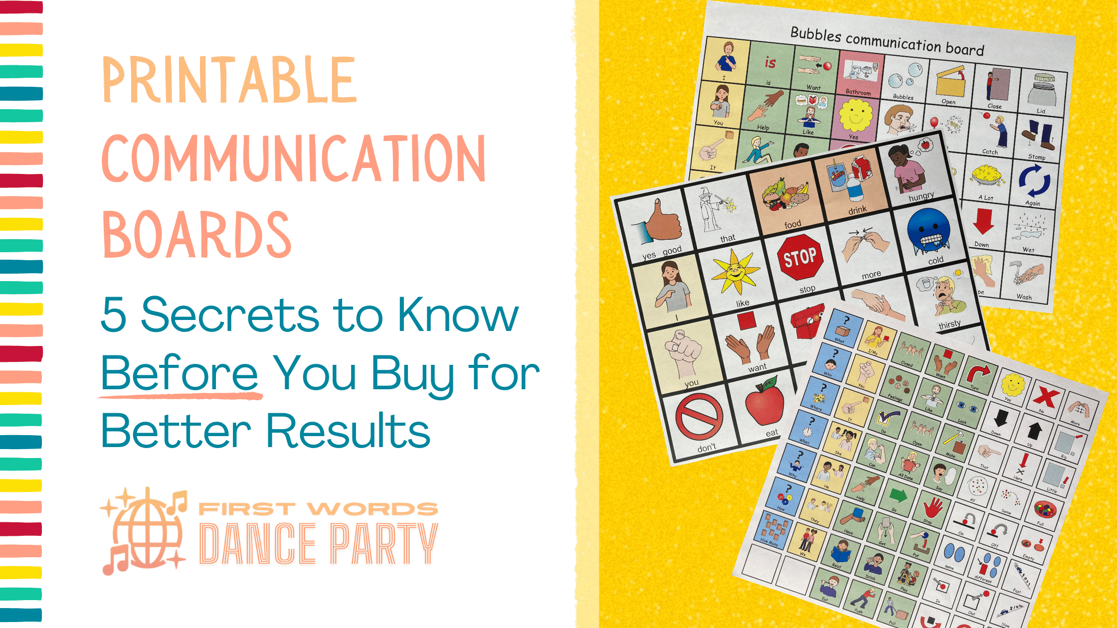 Printable communication boards for children with speech delays and language disorders.