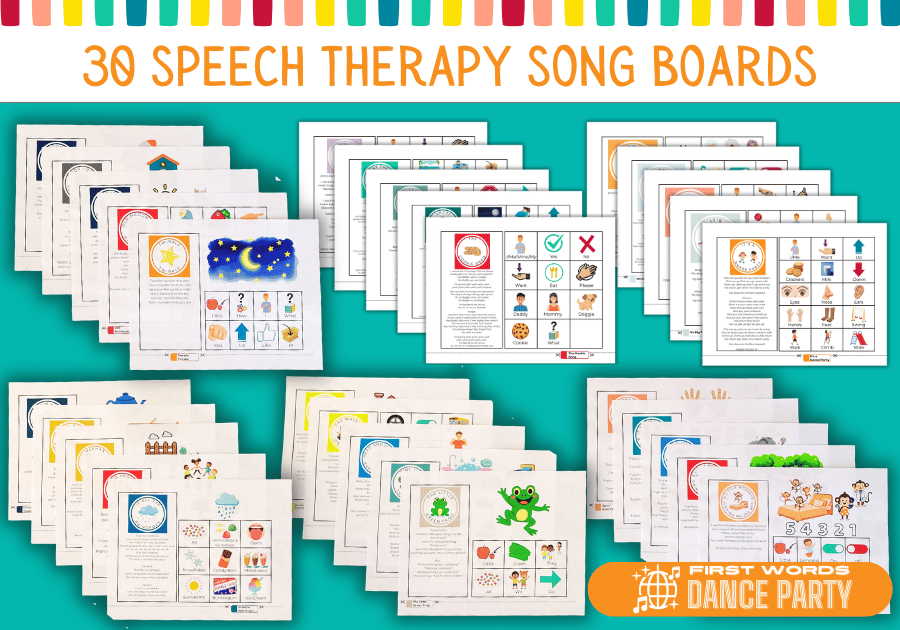 A set of 30 speech therapy song boards.
