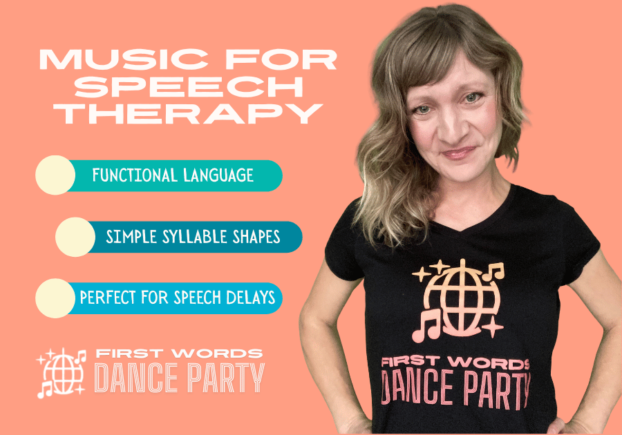 An early interventionist who creates music for speech therapy as First Words Dance Party®.